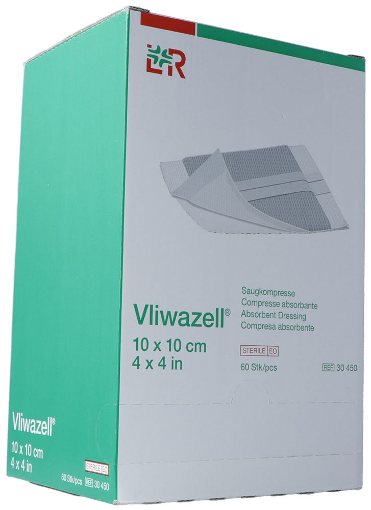 Vliwazell compresse absorbante 10x10cm stérile 60 pce
