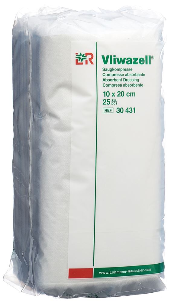 Vliwazell compresse absorbante 10x20cm 25 pce