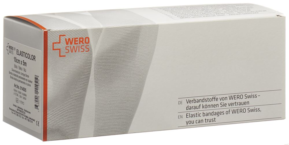 Image of Wero Swiss Elasticolor Elastische Binde 5mx10cm blau 10 Stk