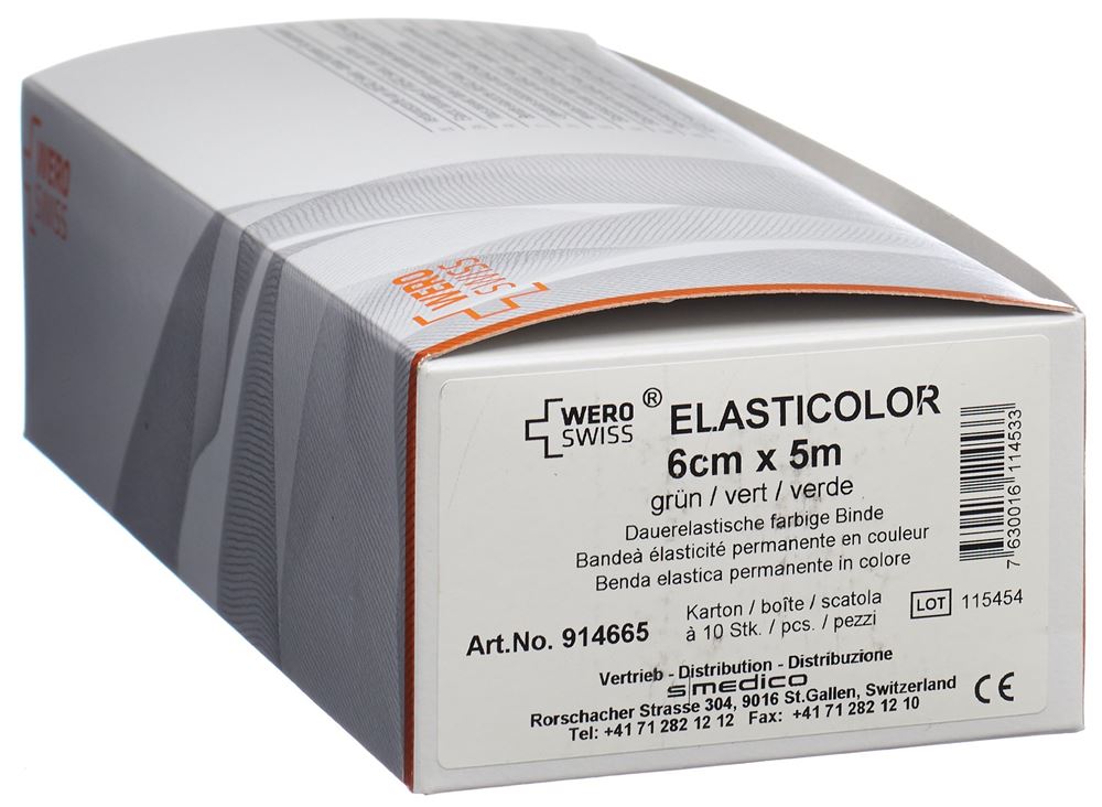 Image of Wero Swiss Elasticolor Elastische Binde 5mx6cm grün 10 Stk