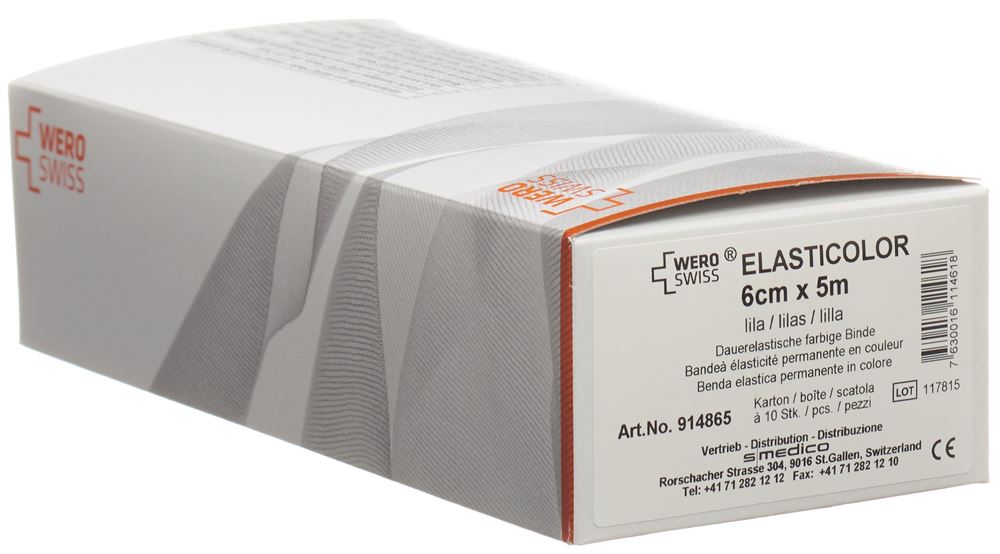 Image of Wero Swiss Elasticolor Elastische Binde 5mx6cm lila 10 Stk