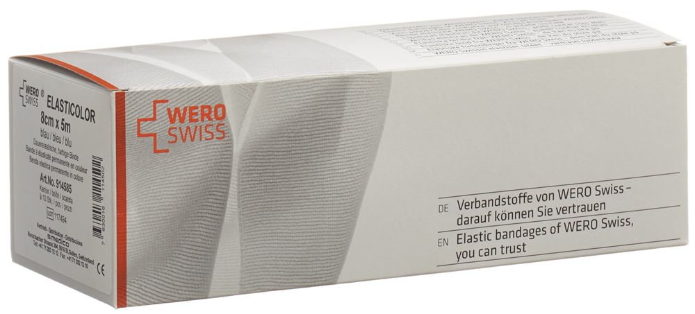 Image of Wero Swiss Elasticolor Elastische Binde 5mx8cm blau 10 Stk