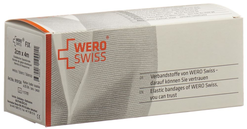 Image of Wero Swiss Fix Elastische Gazebinde 4mx2cm weiss 20 Stk