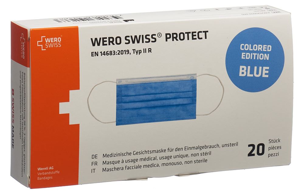 Image of Wero Swiss Protect Maske Typ IIR blau Box 20 Stk