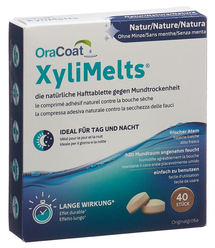 Image of XyliMelts Hafttabletten gegen Mundtrockenheit Nature ohne Minze 40 Stk
