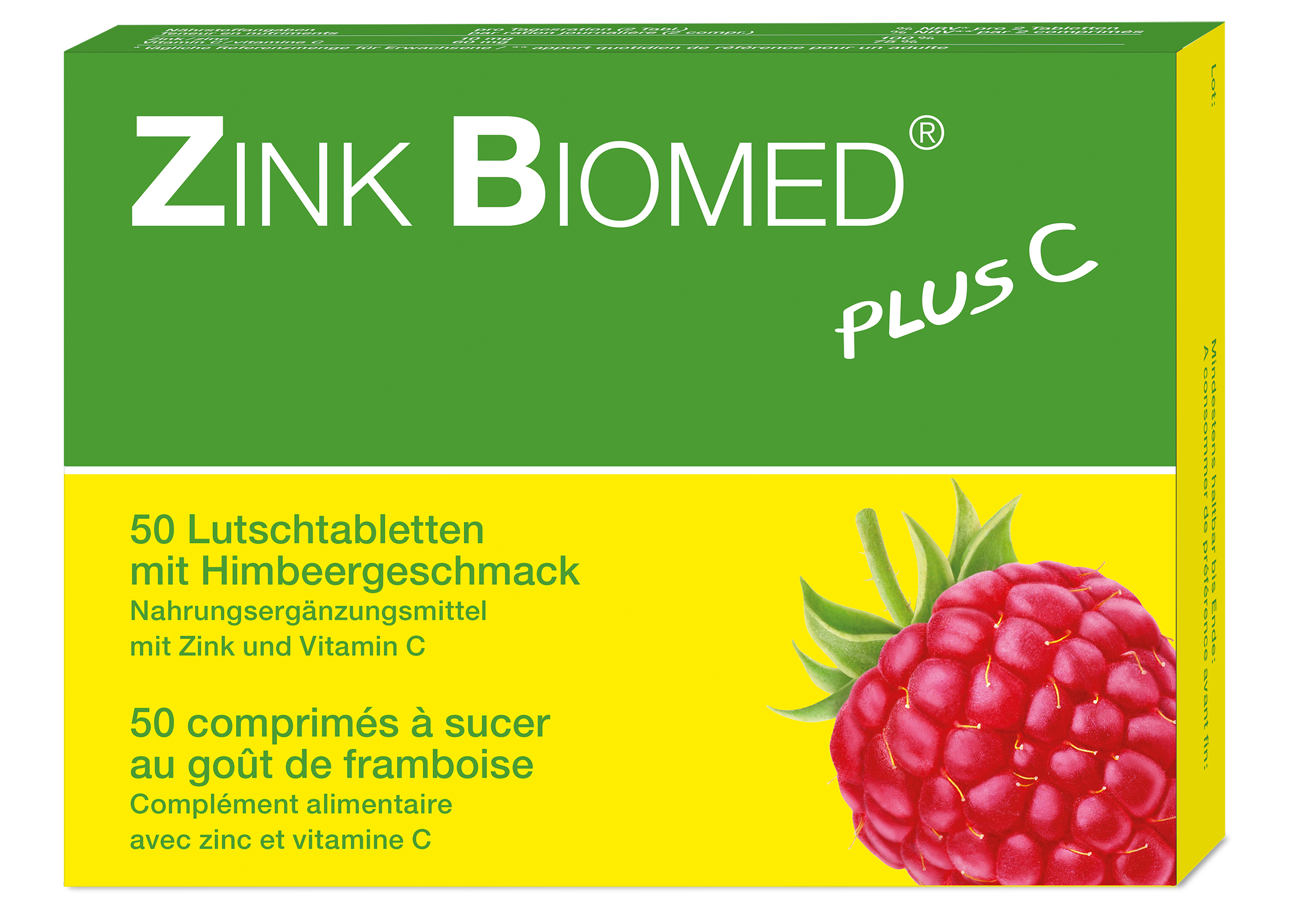 Zinco Biomed plus C Compressa da succhiare al lampone 50 pezzi