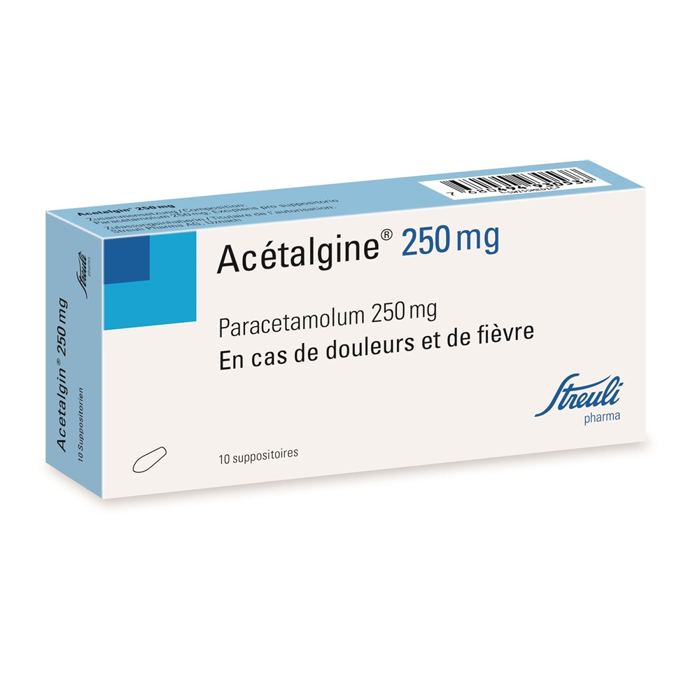 ACETALGINE supp 250 mg blist 10 pce, image 2 sur 2