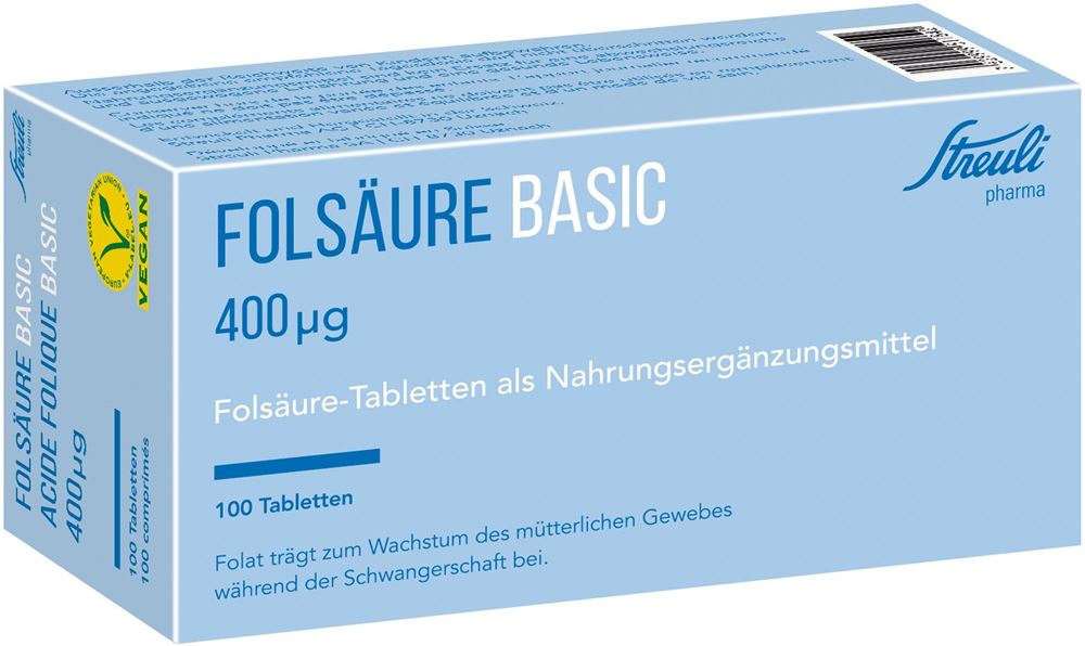 ACIDE FOLIQUE Streuli Basic 400 mcg