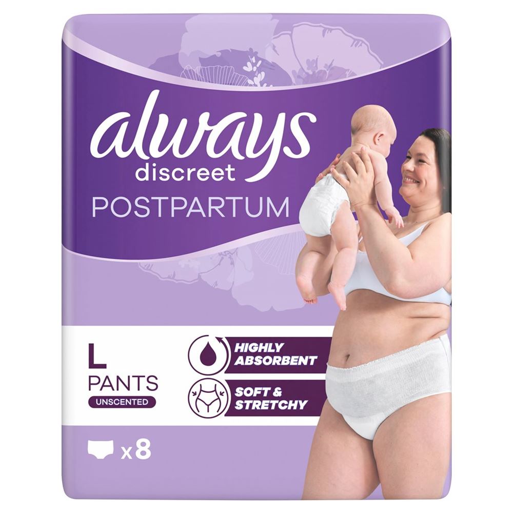Always Discreet incontinence culottes post-partum