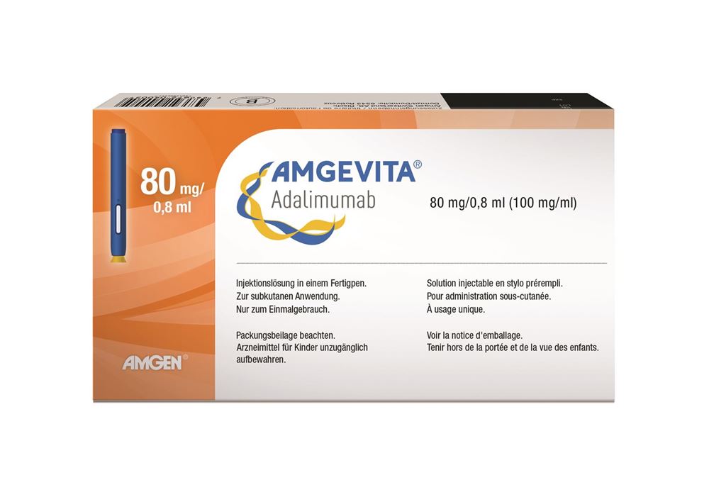 AMGEVITA Inj Lös 80 mg/0.8ml Fertigpen Fertpen 1 Stk, Hauptbild AMGEVITA Inj Lös 80 mg/0.8ml Fertigpen Fertpen 1 Stk, Hauptbild