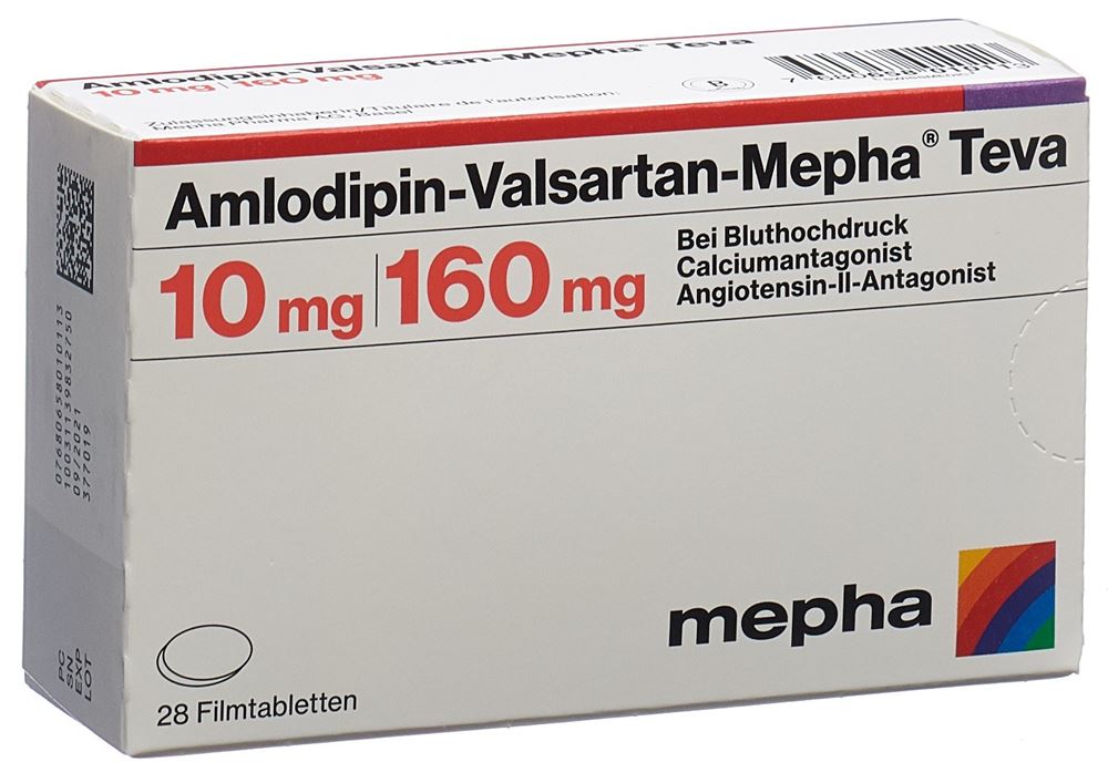 AMLODIPINE VALSARTAN Mepha Teva Cpr Pell 10mg 160mg Blist 28 Pce 
