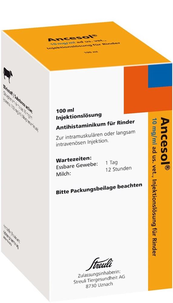 ANCESOL Inj Lös 10 mg/ml ad us vet. Fl 100 ml, Hauptbild