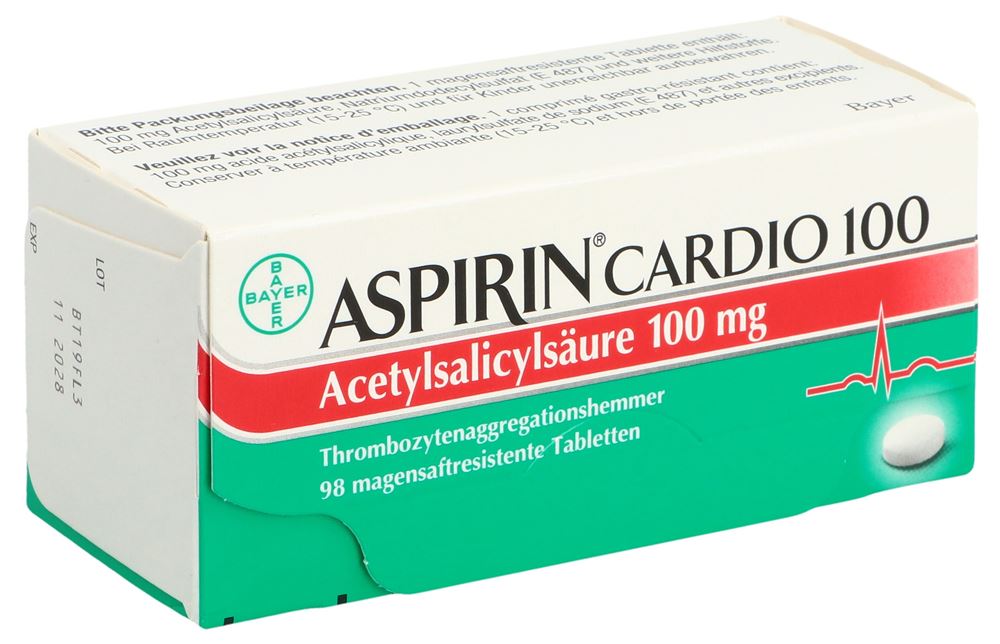 ASPIRINE cpr pell 100 mg blist 98 pce, image principale