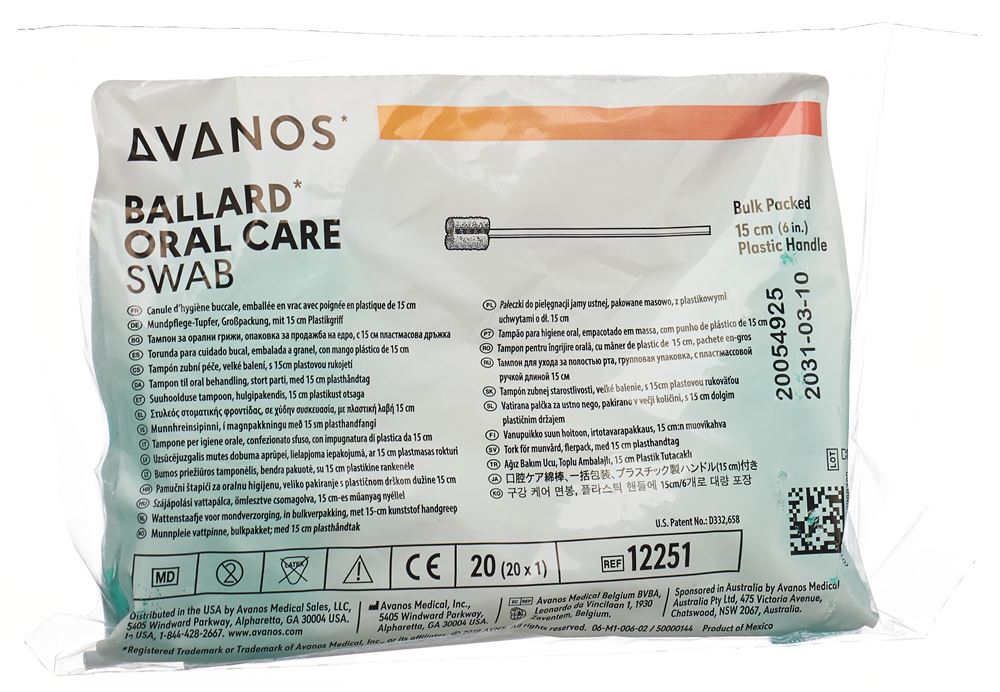 AVANOS bâtonnets d'hygiène buccale oral care swab