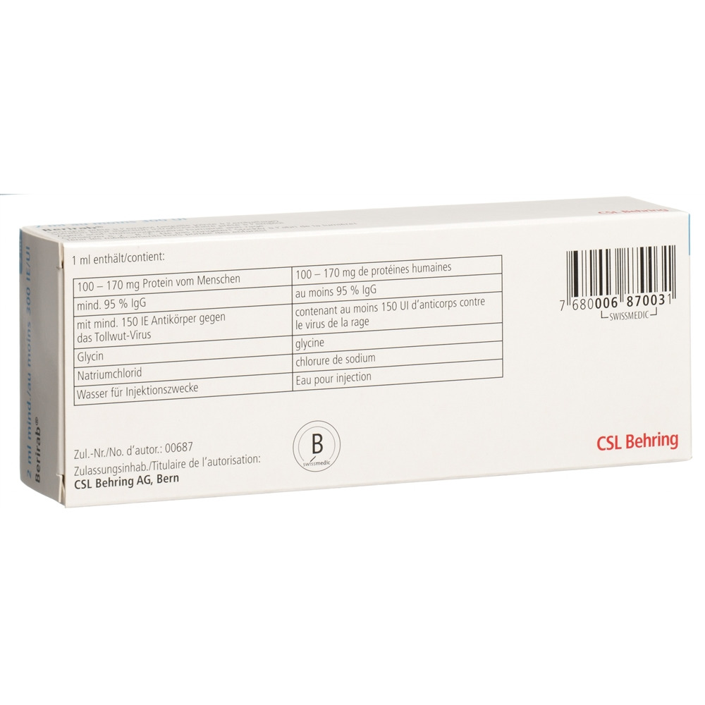 BERIRAB sol inj 300 IE/2ml ser pré 2 ml, image 2 sur 2