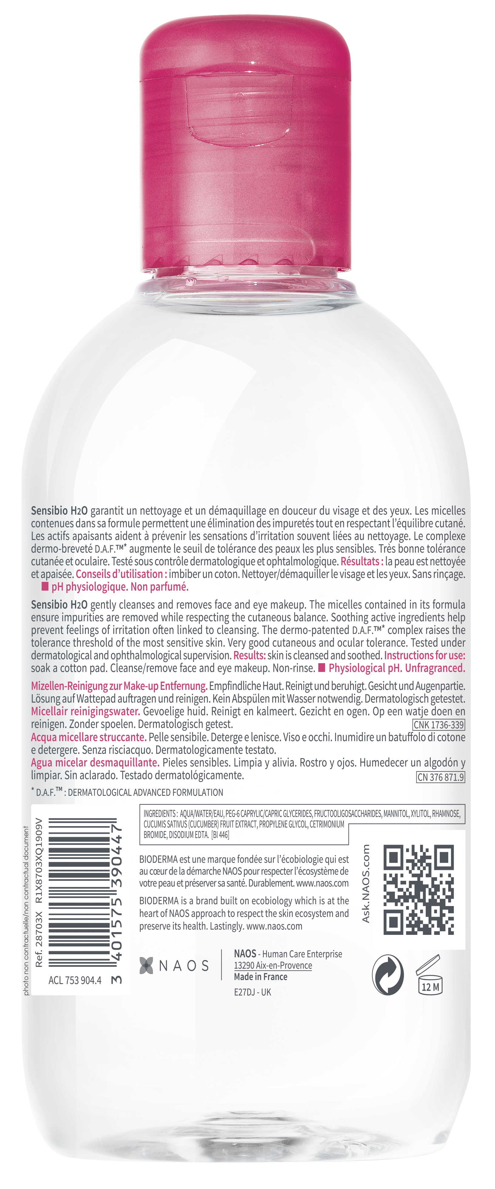 Bioderma Sensibio H2O eau micellaire, image 2 sur 2