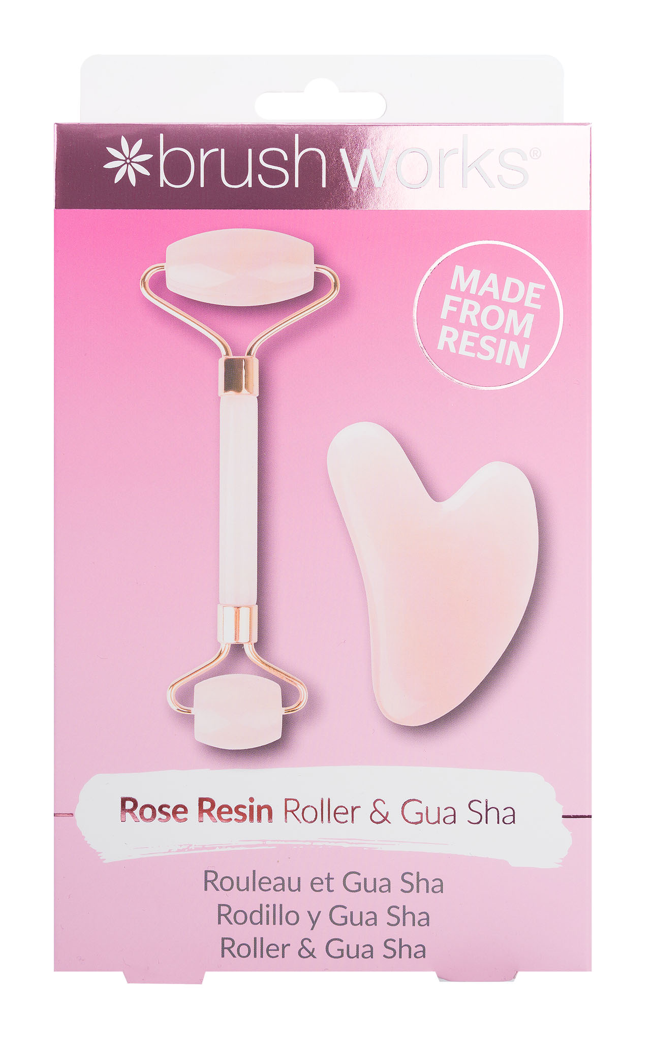 BRUSHWORKS rose resin roller & gua sha, image principale