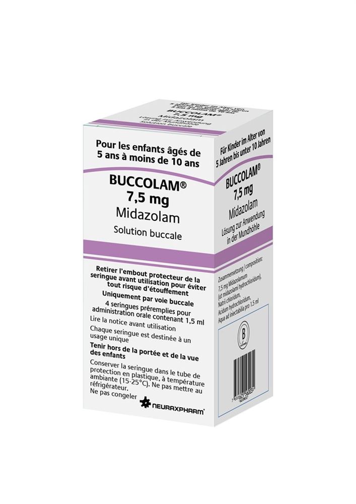 BUCCOLAM Lös 7.5 mg/1.5ml zur Anwendung in der Mundhöhle Fertspr 4 Stk, Hauptbild
