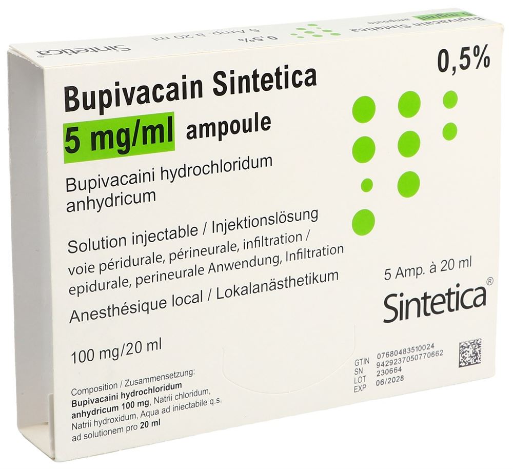 BUPIVACAINE Sintetica 100 mg/20ml, Hauptbild