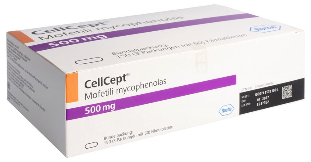 CELLCEPT cpr pell 500 mg blist 50 pce, image principale