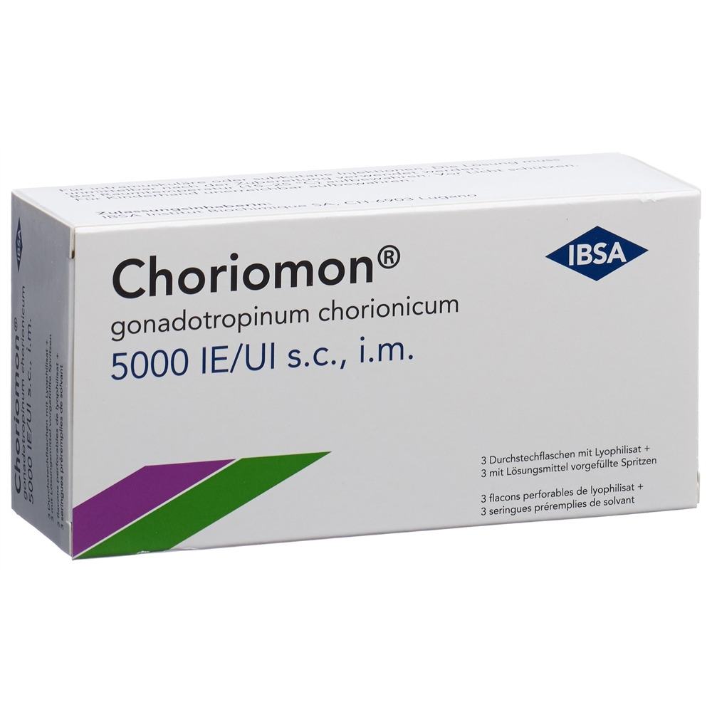 CHORIOMON subst sèche 5000 IE avec solvant 1 ml (seringue préremplie) flac 3 pce, image principale