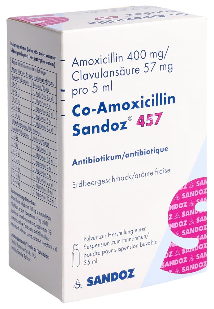 CO AMOXICILLINE Sandoz 457 mg, image principale