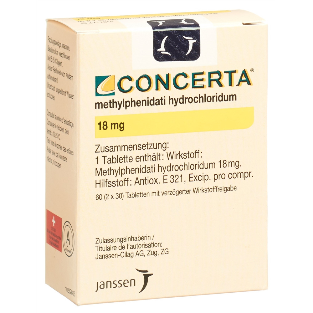 Concerta Ret Tabl 18 mg Fl 60 Stk, Hauptbild