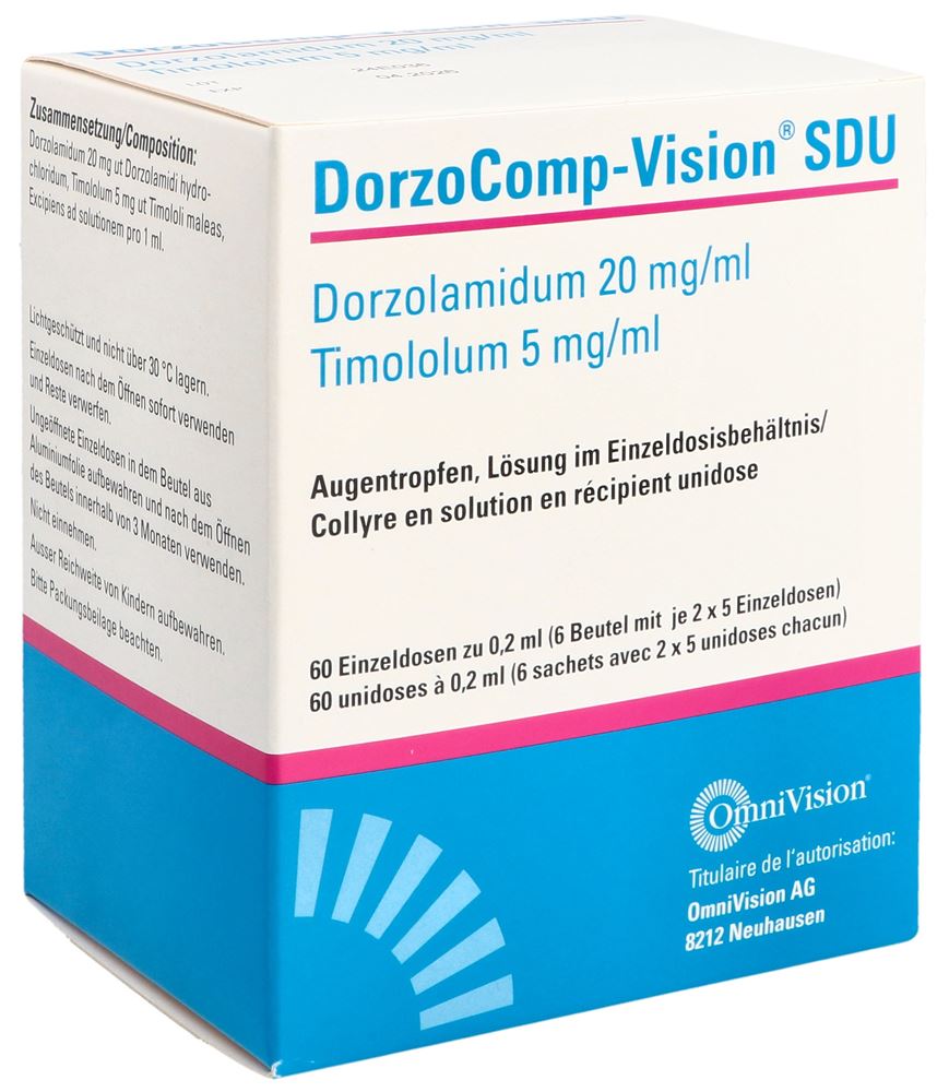 DorzoComp-Vision Gtt Opht SDU 20mg/ml, 5mg/ml Monodos 0.2 ml, Hauptbild