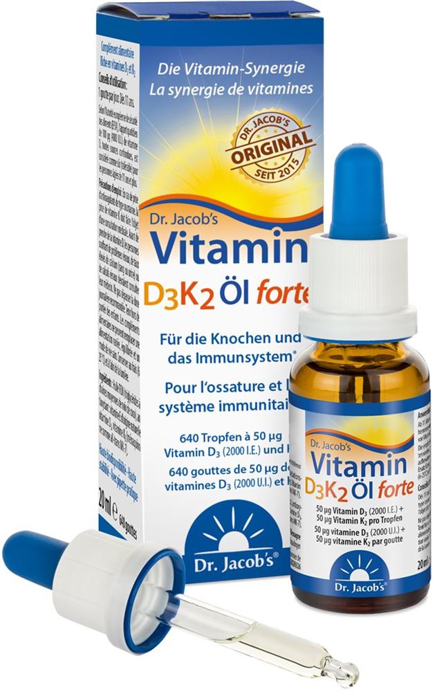 DR. JACOB'S vitamine D3 K2 huile forte 2000 IE, image 2 sur 2