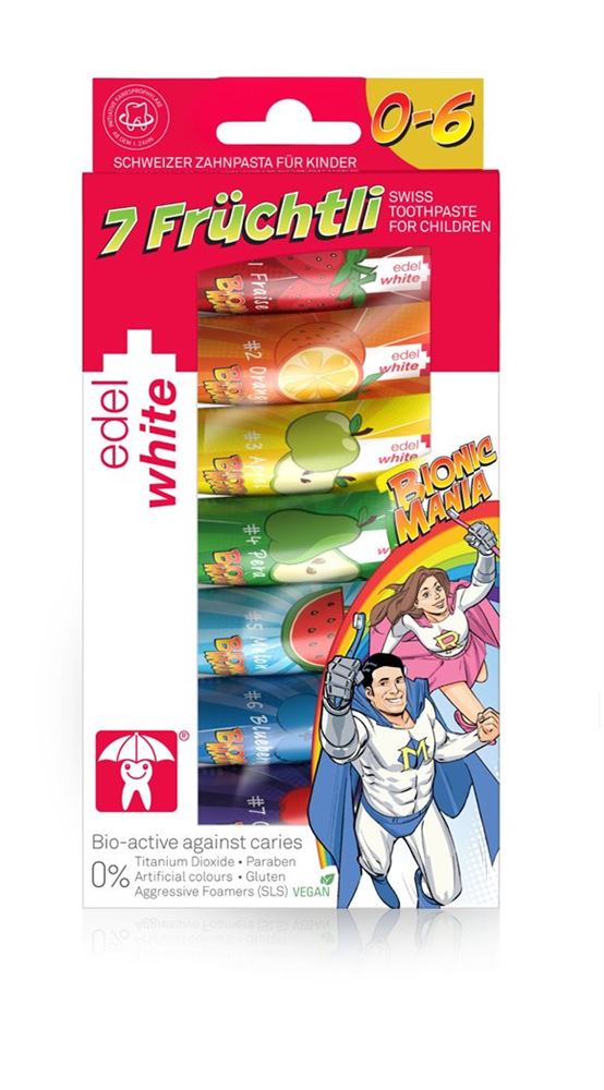 Edel+White dentifrice enfants 7 fruits, image principale Edel+White dentifrice enfants 7 fruits, image principale
