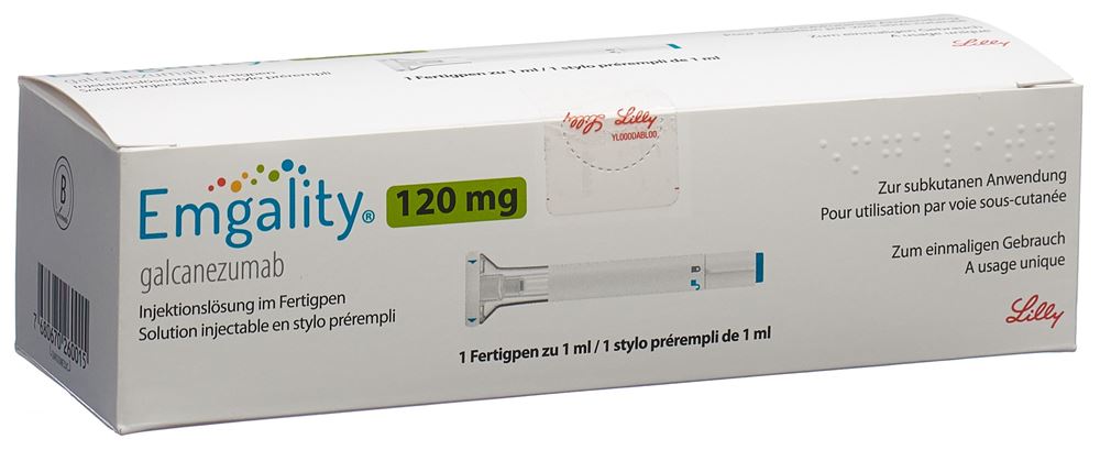 EMGALITY sol inj 120 mg/ml stylo prérempli stylo pré 1 ml, image principale