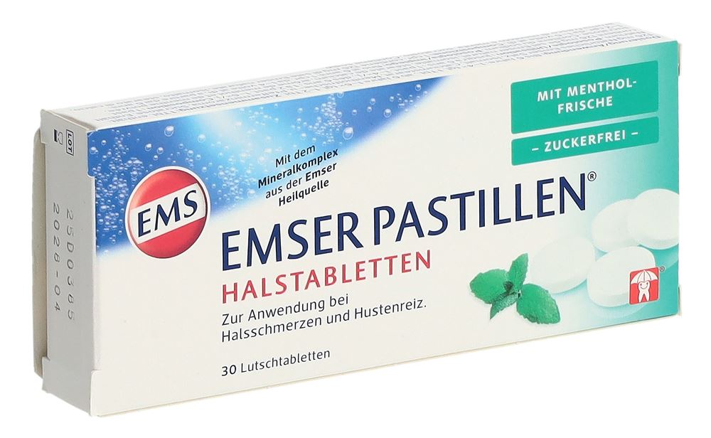 EMSER pastilles sans sucre  avec fraîcheur menthol blist 30 pce
