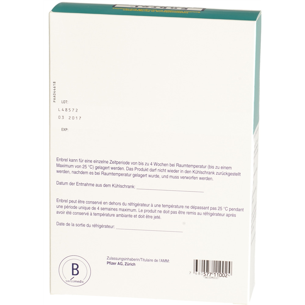 ENBREL Inj Lös 50 mg/ml Fertspr 1 ml, Bild 2 von 2