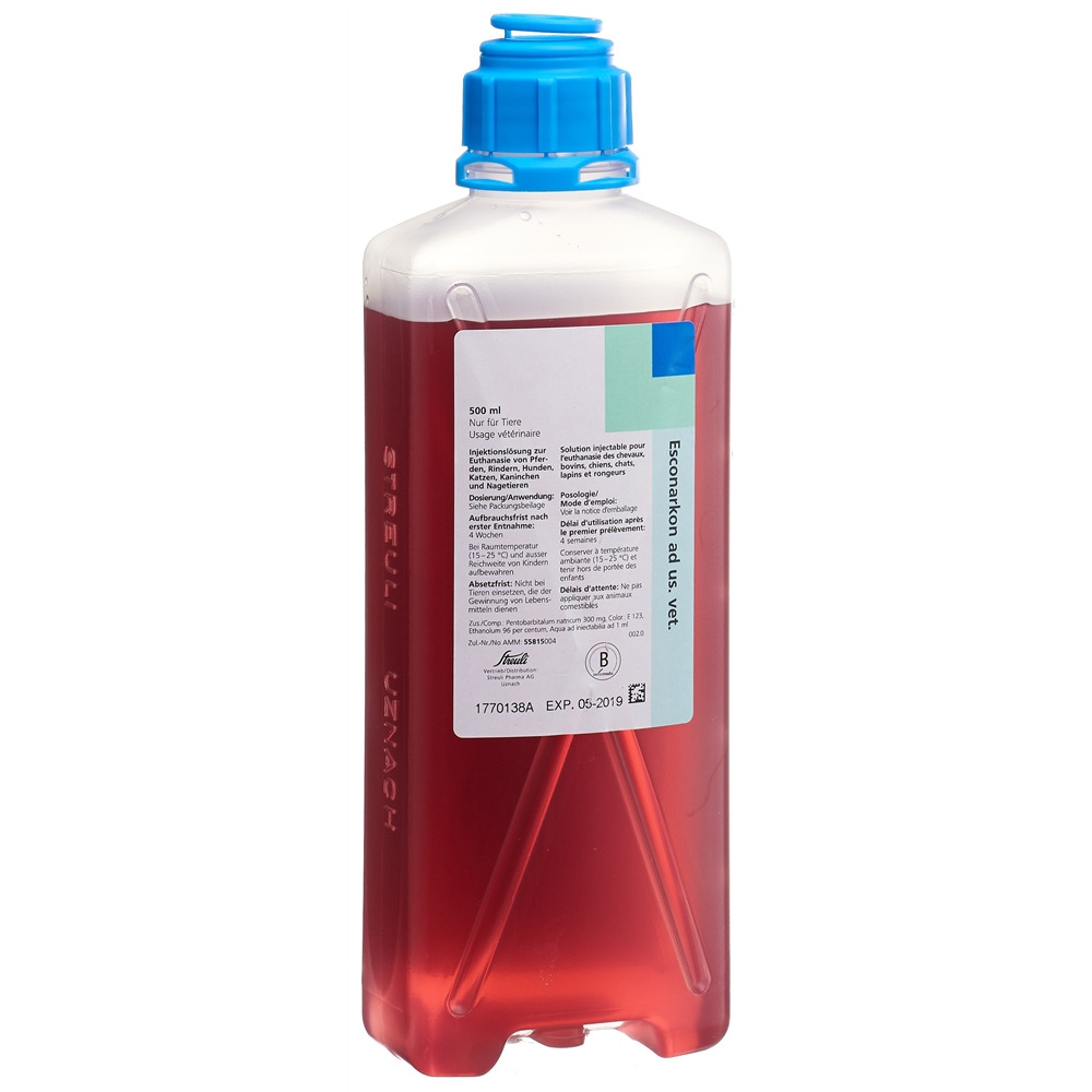 ESCONARKON Inj Lös 300 mg/ml ad us. vet. Fl 500 ml, Hauptbild