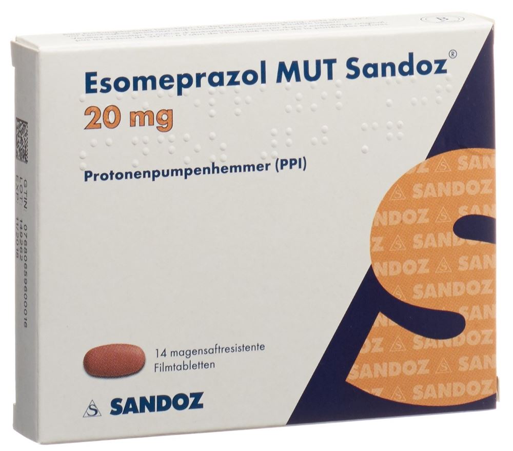 ESOMEPRAZOLE MUT Sandoz 20 mg, image principale