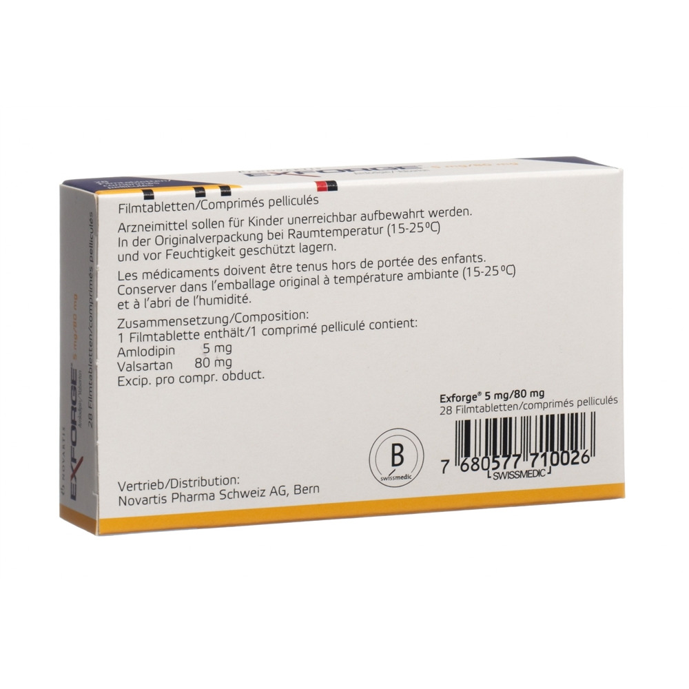 EXFORGE cpr pell 5mg/80mg blist 28 pce, image 2 sur 2