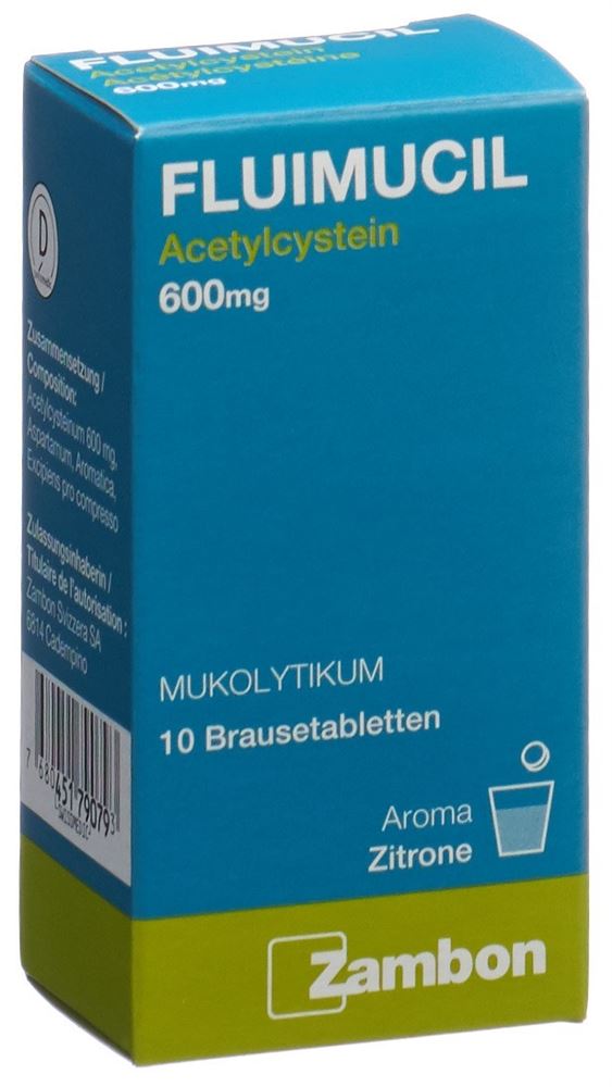 FLUIMUCIL Brausetabl 600 mg Erw citron Blist 10 Stk, Hauptbild