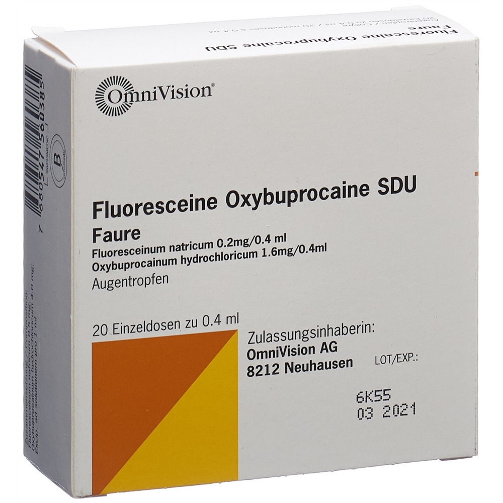 Fluoresceine Oxybupro SDU Faure 0.4 %, Hauptbild