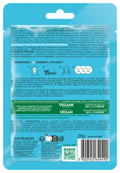 GARNIER Hyaluron Barrier Repair Serum Maske, Bild 2 von 3
