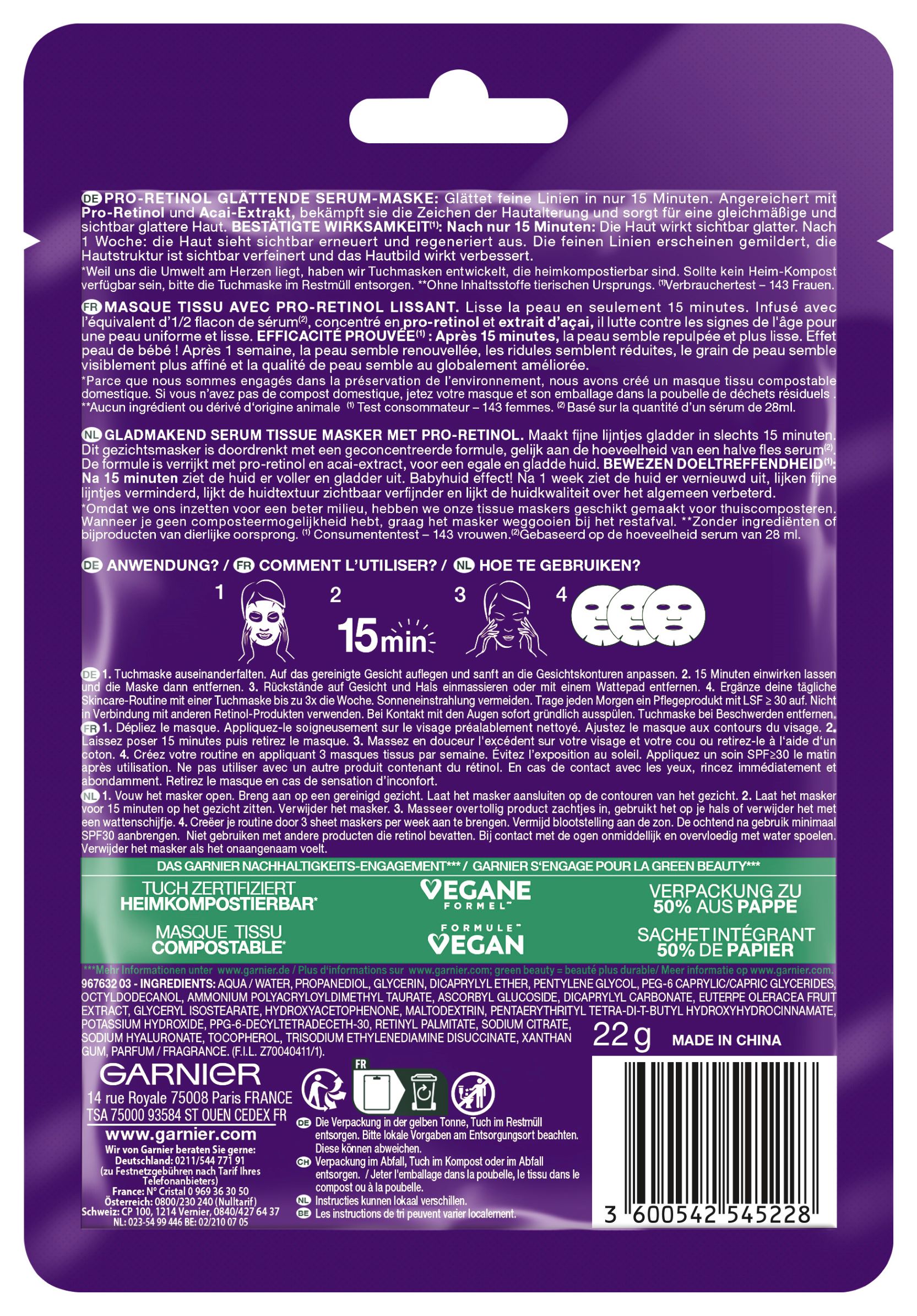 GARNIER SkinActive Tuchmaske, Bild 2 von 2