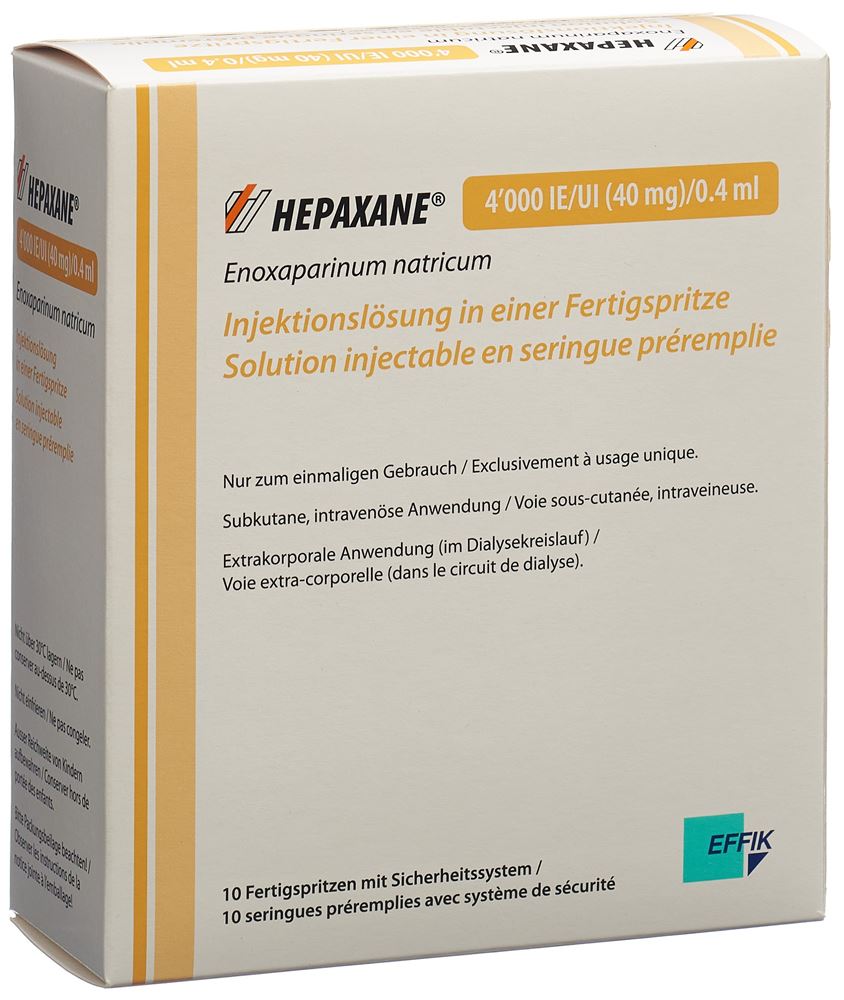 Hepaxane Inj Lös 40 mg/0.4ml Fertspr 10 Stk, Hauptbild