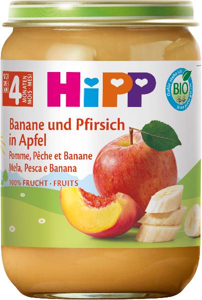 Hipp Bio Banane und Pfirsich in Apfel