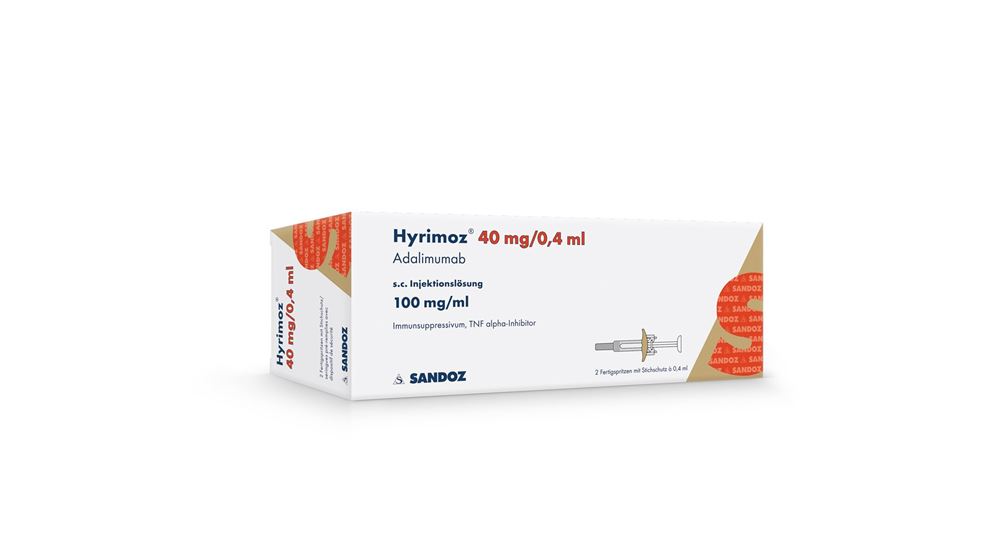 HYRIMOZ Inj Lös 40 mg/0.4ml Fertigspritze Fertspr 0.4 ml, Hauptbild