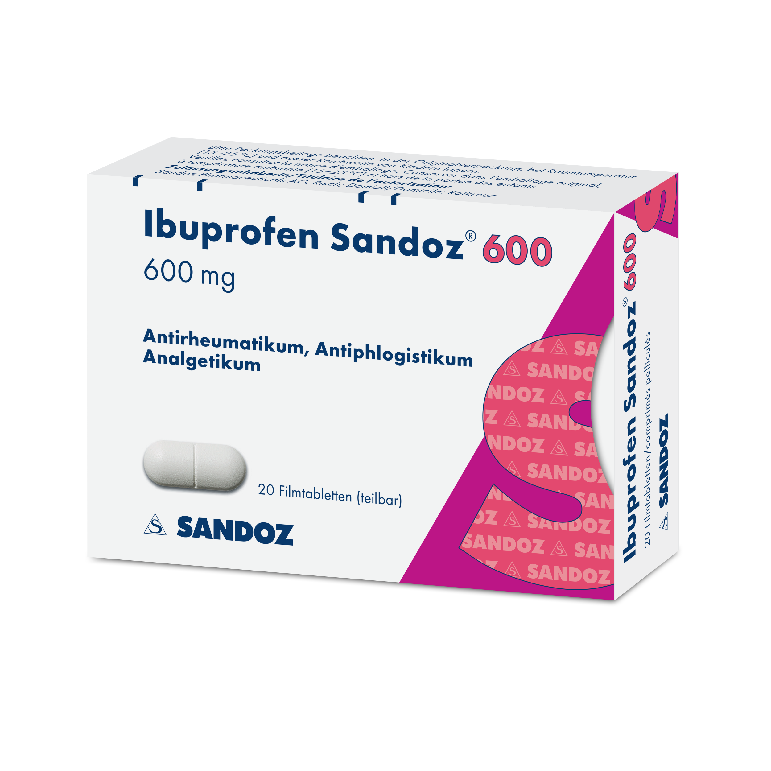 IBUPROFENE Sandoz 600 mg, Hauptbild IBUPROFENE Sandoz 600 mg, Hauptbild