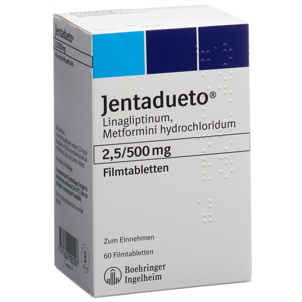 JENTADUETO cpr pell 2.5 mg/500 mg blist 60 pce, image principale