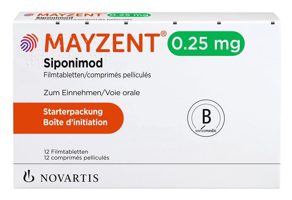 MAYZENT Filmtabl 0.25 mg Blist 12 Stk, Hauptbild