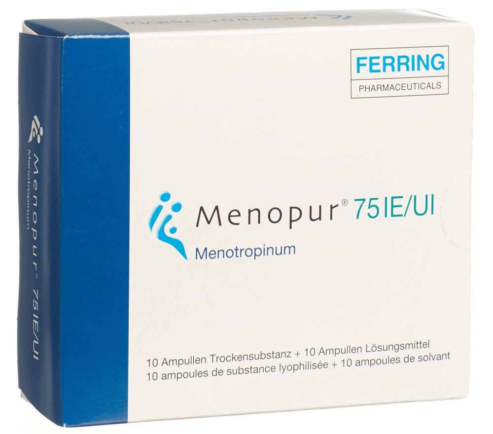MENOPUR subst sèche 75 IE avec solvant amp 10 pce, image principale