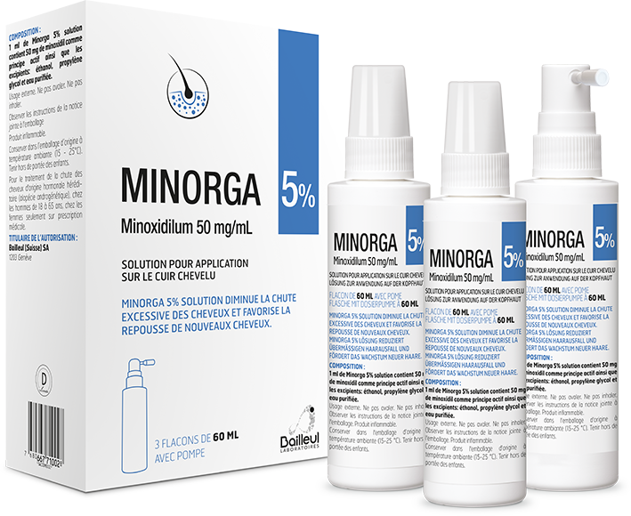 MINORGA Lös 5 % Fl 60 ml