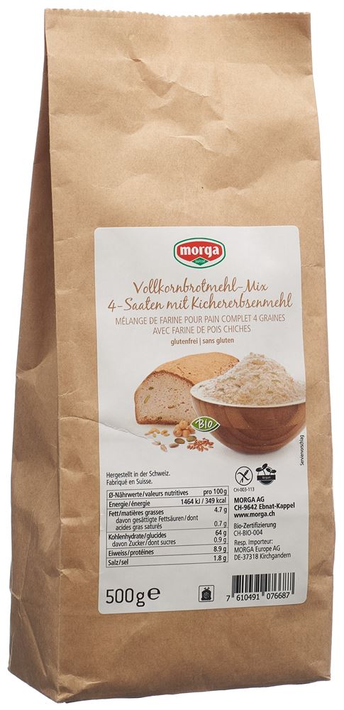 MORGA Vollkornbrot-Mehl-Mix 4-Saaten mit Kichererbsen, Hauptbild