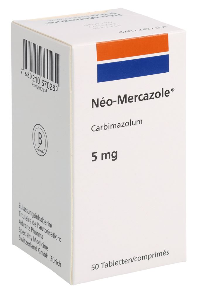 NEO-MERCAZOLE Tabl 5 mg Ds 50 Stk, Hauptbild NEO-MERCAZOLE Tabl 5 mg Ds 50 Stk, Hauptbild